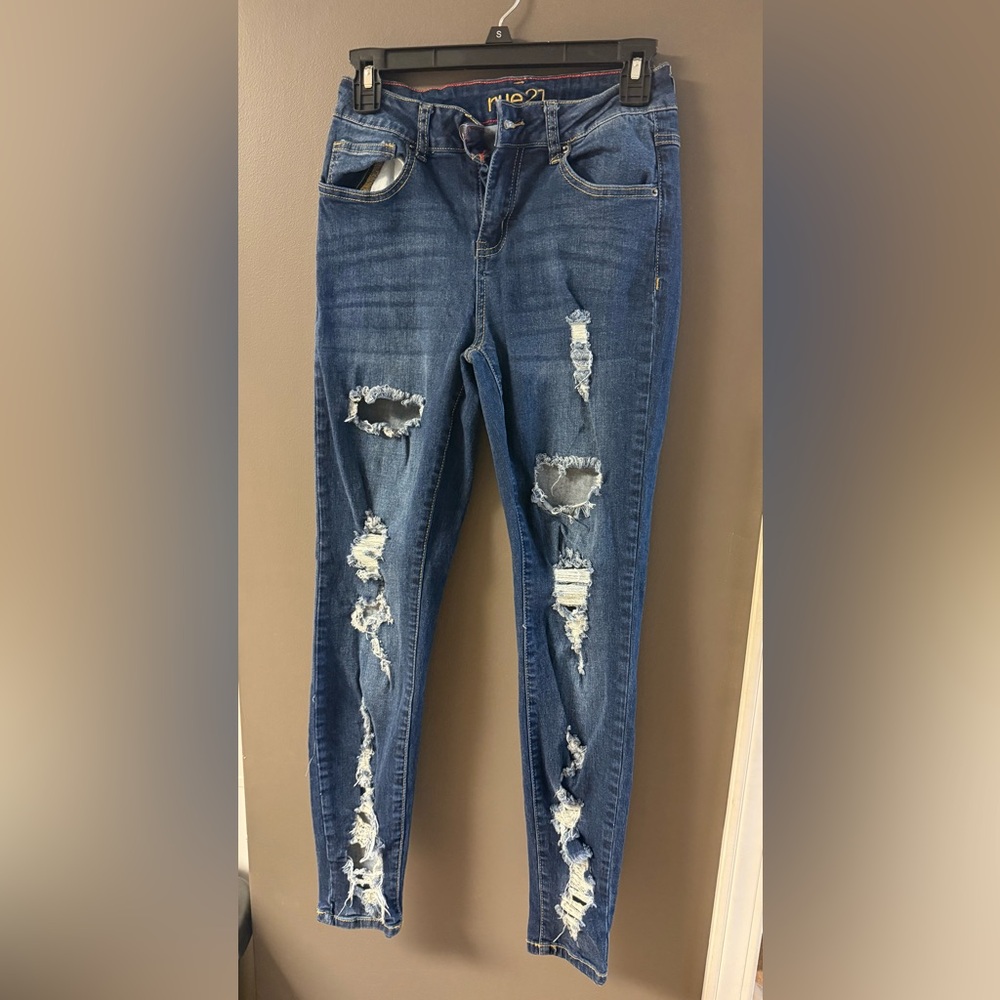 Rue21 Ripped Blue Skinny Jeans
